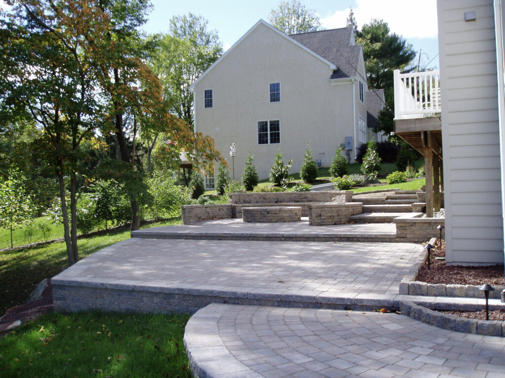 Tiered paver Patio and firepit installation -Hodges after1